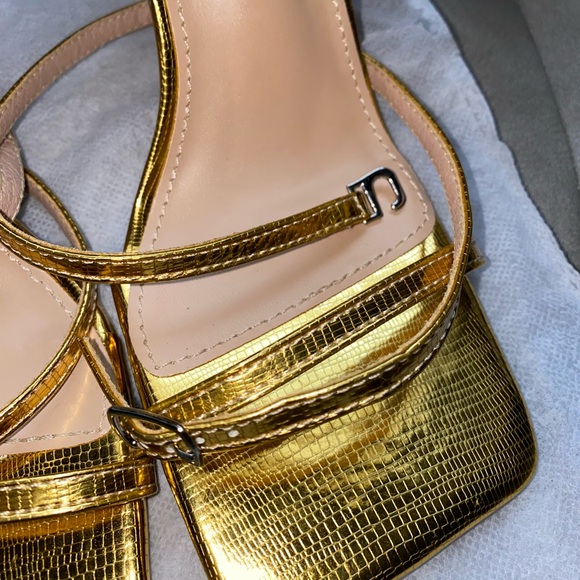 SHEIN Gold Strappy Open Toe Heels Women’s Size US 7 (CN38) - Picture 9 of 16